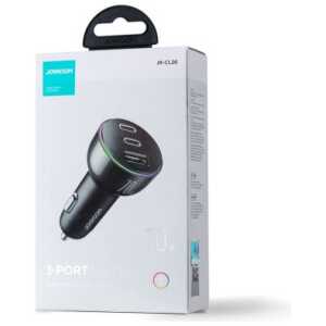 Joyroom Car Charger 3-in-1, (C+C+U) Bluetooth Fm Transmitter, PD 70W, Black (JR-CL26)
