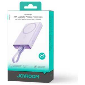 Joyroom Power Bank Magnetic Wireless charging, MagSafe 15W, C+Lightning. PD 20W, 10000 mAh with Type-C - Lightning cable, Purple (JR-PBM01)