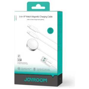 Joyroom Wireless Charger 3-in-1 Qi+Lightning+Lightning cable for iPhone and Apple Watch All Series with USB cable 1.2m, 3.5W, White (S-IW007)