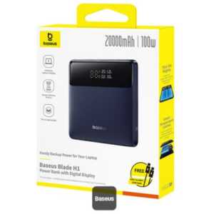 Baseus Power Bank Blade H1 with Digital Display, Fast Charge, C+C+U+U, Ultra-thin edition, PD, QC, SCP, FCP, 100W, 20000 mAh Black (P10021604123-00)