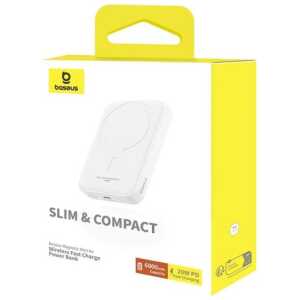 Baseus Power Bank Magnetic Mini (MagSafe Compatible), 20W, 6000 mAh, with Type-C Cable, 0.30m, White EU (P10059002223-00)