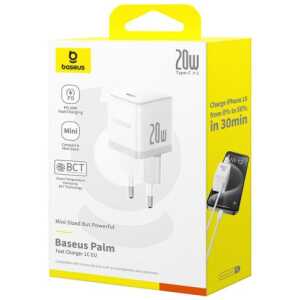 Baseus Travel Charger Palm Series Type-C, PD 3.0, QC 3.0, 20W, White EU (P10111602213-00)