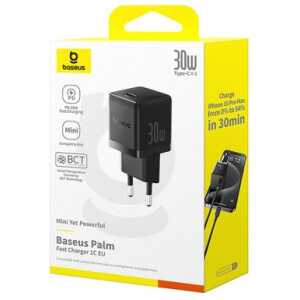 Baseus Travel Charger Palm Series Type-C, PD 3.0, QC 3.0, 30W, Black EU (P10111605113-00)