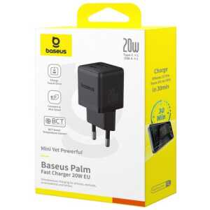 Baseus Travel Charger Palm Series, C+U, PD 3.0, QC 3.0, 20W, Black EU (P10111608113-00)