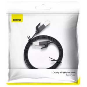 Baseus Network Cable High Speed (CAT6) of RJ45 (flat cable) 1000 Mbps, 1m, Black (PCWL-B01)