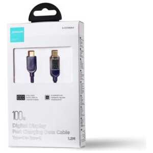 Joyroom Type-C - Type-C Data Cable 100W, 1.2m with Digital Display Blue (S-CC100A4)