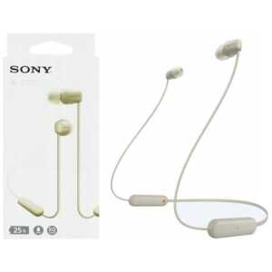 Sony WI-C100 Bluetooth Wireless In-Ear Headphones, BT 5.0, Remote Control, Beige EU