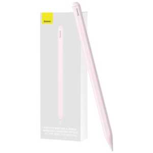 Baseus Tablet Tool Active Stylus Pen Smooth Wtiting 2 Wireless Charging with LED Indicator + Active Replaceable Tip for iPad, Pink (SXBC060104)