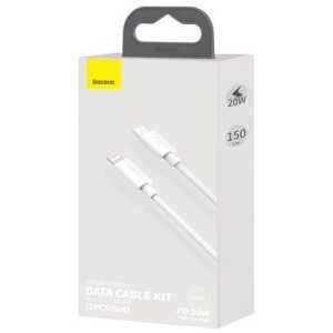 Baseus Lightning Simple Wisdom cable (2pcs/set) PD 20W 5A 1.5m White (TZCATLZJ-02)