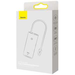 Baseus HUB Lite Series 6-in-1 Multifunctional (Type-C to 2x USB 3.0 / Type-C / HDMI 1.4 / SD/TF) White (WKQX050102)