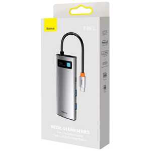 Baseus HUB Metal Gleam series 7-in-1 Multifunctional (Type-C to 2x USB 3.0, PD 100W / HDMI 4K 30Hz / RJ45 1Gbps, Type-C basic) Gray (WKWG020113)