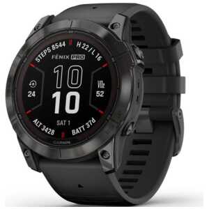 Garmin Fenix 7X Pro Solar Smart Watch 51mm, GPS, Black with Black Silicone Band EU