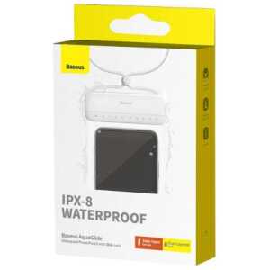 Baseus AquaGlide Universal Waterproof Case IPX8 up to 7.2 inch Phone, White/ Transparent (BS-PC029)