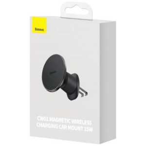 Baseus Car Charger Inductive 15W Holder CW01 for Air Vent, Black (C40141001111-00)