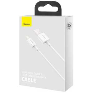 Baseus Lightning Superior Series cable, Fast Charging, Data 2.4A, 0.25m White (CALYS-02)