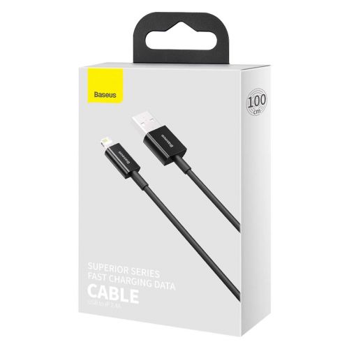 Baseus Lightning Superior Series cable, Fast Charging, Data 2.4A, 1m Black (CALYS-A01) - Image 2