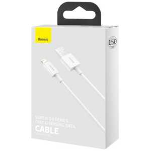 Baseus Lightning Superior Series cable, Fast Charging, Data 2.4A, 1.5m White (CALYS-B02)
