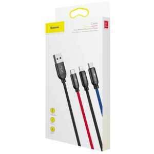 Baseus Cable Three Primary Colors Light/Type-C/Micro Nylon Braid 3.5A 1.2m Black (CAMLT-BSY01)