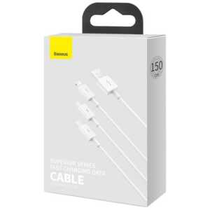 Baseus Cable Superior Series 3-in-1 Fast Charging Data Cable USB to M+L+C 3.5A 1.5m White (CAMLTYS-02)