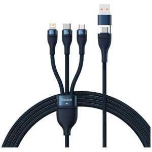 Baseus Universal Flash Series II 3-in-1 Fast Charging Data Cable (USB-A to Micro + Lightning + Type-C) 100W, 1.2m Blue (CASS030103)