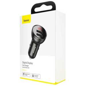 Baseus Car Charger Digital Display Dual USB 4.8A 24W Gray (CCBX-0G)