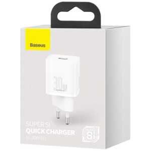 Baseus Travel Charger Super Si 1C Quick Charger PD 30W EU White (CCSUP-J02)