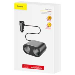 Baseus Car charger One to Two Cigarette Lighter(dual- lighter 80W+dual USB 3.1A) Black (CRDYQ-01)