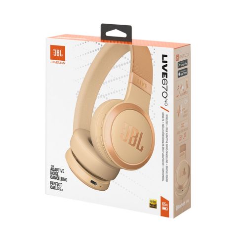 JBL Live 670NC Bluetooth Wireless On-Ear Headphones Beige EU - Image 2