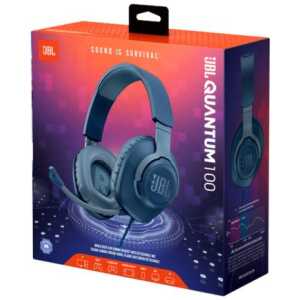JBL Quantum 100 Wired On-Ear Gaming Headphones with mic Blue EU