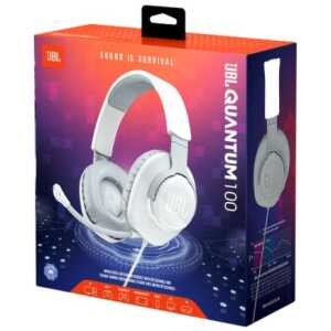 JBL Quantum 100 Wired On-Ear Gaming Headphones with mic White EU - ONLY BOX DAMAGE