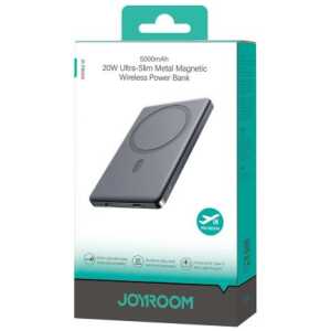 Joyroom Power Bank Magnetic Wireless charging, MagSafe, 20W, C+Lightning. PD 20W, 5000 mAh with Type-C - Type-C cable, Gray (JR-PBM08)