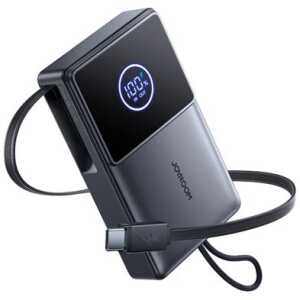 Joyroom Power Bank with Digital Display, C+U+U, PD 22.5W, 10000 mAh with Built-in Retractable Typle-C cable (0.7m) Black (JR-PR1)