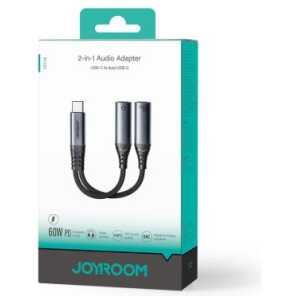 Joyroom Adapter DAC 2-in-1 Type-C to Type-C/ Type-C, 60W, 0.14m, Black (SY-C03)