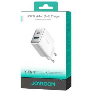 Joyroom Travel Charger C+U. PD 30W, QC 3.0, SSFC, White (JR-TCF15)