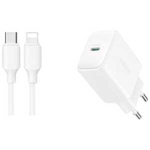 Joyroom Travel Charger Type-C. PD 20W, QC 3.0, with Type-C to Type-C cable (1m), White (JR-TCF20)