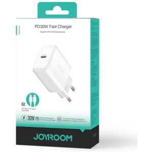 Joyroom Travel Charger Type-C. PD 30W, SFC, PPS, with Type-C to Type-C cable (1m), White (JR-TCF24)