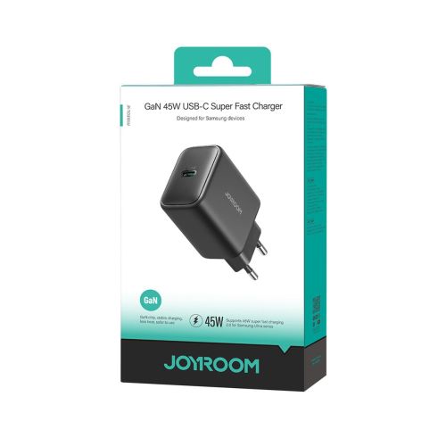 Joyroom Travel Charger GaN Fast Charger Type-C, 45W, PD 3.0, QC 3.0, SFC 2.0, PPS, Black (TCG13)