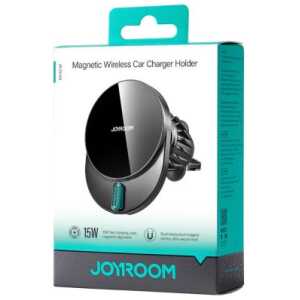 Joyroom Car Mount Magnetic Wireless Charger (Air Outlet Version), PD 15W, with USB to Type-C cable (1m), Black (JR-ZS409)