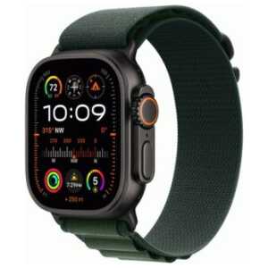 Apple Watch Ultra 2 GPS + Cellular 49mm Titanium Black Case with Dark Green Alpine Loop Large EU MX4T3