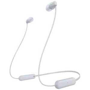 Sony WI-C100 Bluetooth Wireless In-Ear Headphones, BT 5.0, Remote Control, White EU