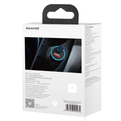 Baseus Car Charger Golden Contactor Pro Dual Quick Charger U+C, PD 3.0, QC 4+, SCP FCP AFC (with Type-C - Lightning 1m Blue) 40W blue (TZCCJD-03) - Image 3