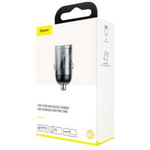 Baseus Car Charger Tiny Star Mini Quick Charge, U+Um 12/24V, 30W Gray (VCHX-A0G)