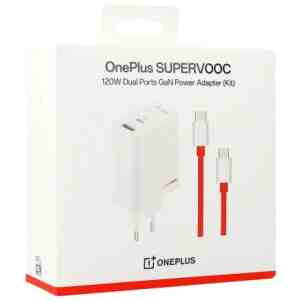 OnePlus 120W Dual Port SUPERVOOC Type-A + Type-C Adapter with USB-C cable White EU