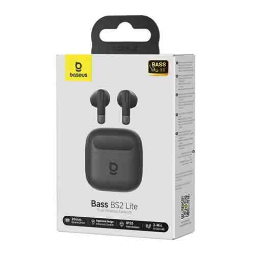 Baseus Earphone Bluetooth BS2 Lite TWS, BT56.0 In-Earbuds with ENC, Black (A0010A02)