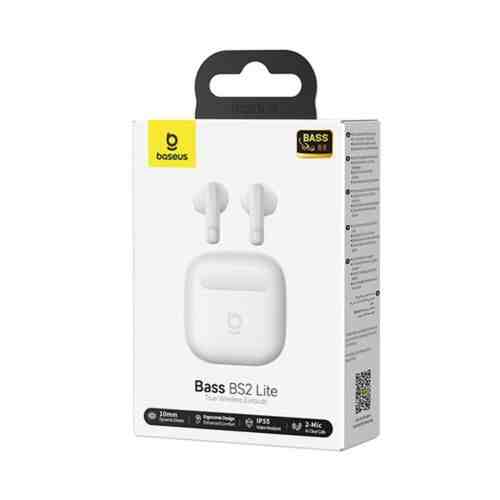 Baseus Earphone Bluetooth BS2 Lite TWS, BT56.0 In-Earbuds with ENC, White (A0203703)