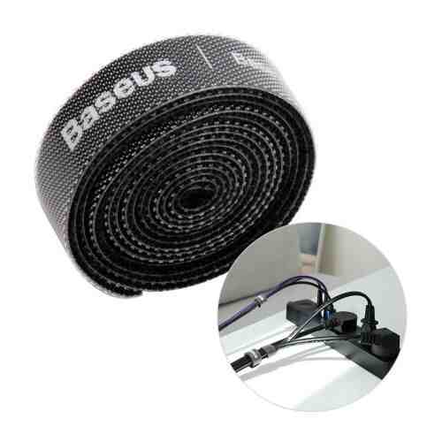 Baseus Tool Rainbow Circle hook and loop Straps / Velcro tape velcro cable organizer 1m Black (ACMGT-E01) - Image 3