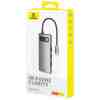 Baseus HUB Metal Gleam Series 7-in-1 Adapter (Type-C to 3xUSB, USB PD, SD/TF card reader, 4K 60Hz HDMI), Gray (B00030708811-00)