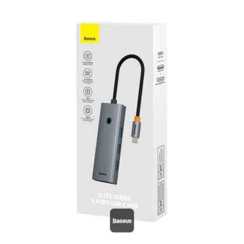 Baseus HUB UltraJoy Series 5-in-1 Adapter (Type-C to 4xUSB, 4K 30Hz HDMI), Gray (B00052809813-00)