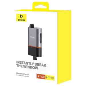 Baseus Car Tool Sharp Safety Hammer (Window-breaking+Safety belt cutting+Flashlight) 650 mAh, Gray/ Black (C10934401111-00)