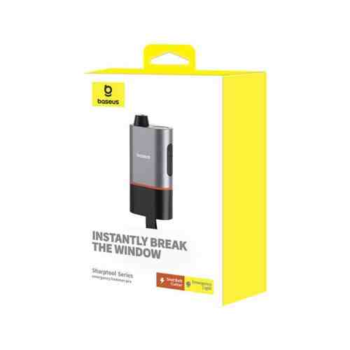 Baseus Car Tool Sharp Safety Hammer (Window-breaking+Safety belt cutting+Flashlight) 650 mAh, Gray/ Black (C10934401111-00)